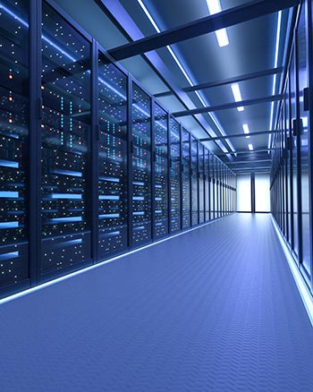 Working Data Center Full of Rack Servers and Supercomputers, Mod Data center
