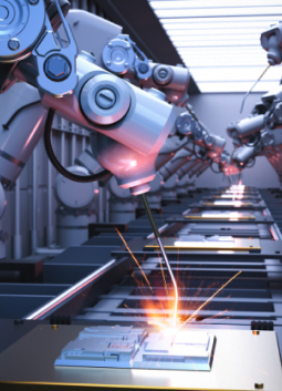 Factory making equipment with robots